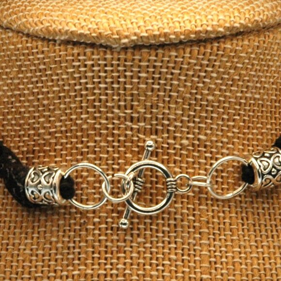 Adorable Green & Blue Rhinestone Frog on a Handmade Black Hemp Chain - Picture 6 of 6